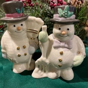 Lenox China Salt & Pepper Shaker Snowmen